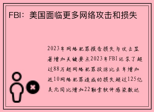 FBI：美国面临更多网络攻击和损失 